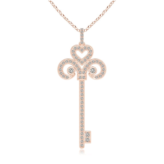 ANGARA Natural Diamond Fleur De Lis Key Pendant in 14K Rose Gold for Women (Size-2mm| Color-K| Clarity-I3) | April Birthstone, Birthday, Anniversary, Jewelry Gift for Women | Natural Diamond Necklace