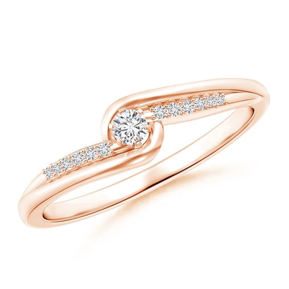 ANGARA Natural 0.07 Ct. Diamond Fashion Promise Ring in 14K Rose Gold for Women (Ring Size: 3.5)