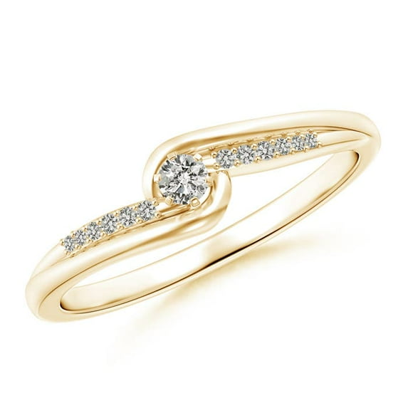 ANGARA Natural Six Prong-Set Diamond Bypass Promise Ring in 14K Yellow Gold for Women (Size-2.5mm| Color-K| Clarity-I3) | April Birthstone, Anniversary, Jewelry Gift for Women | Natural Diamond Ring