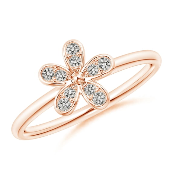 ANGARA Natural Pave-Set Diamond Daisy Ring in 14K Rose Gold for Women (Size-1.5mm | Color-K | Clarity-I3) | April Birthstone, Birthday, Anniversary, Jewelry Gift for Women | Natural Diamond Ring