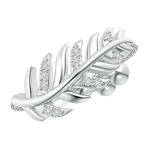 ANGARA Natural Nature-Inspired Diamond Leaf Bolo Ring in 14K White Gold for Women (Size-1.1mm| Color-H| Clarity-SI2) | April Birthstone, Anniversary, Jewelry Gift for Women | Natural Diamond Ring