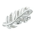 thumbnail image 1 of ANGARA Natural Nature-Inspired Diamond Leaf Bolo Ring in 14K White Gold for Women (Size-1.1mm| Color-K| Clarity-I3) | April Birthstone, Anniversary, Jewelry Gift for Women | Natural Diamond Ring, 1 of 8