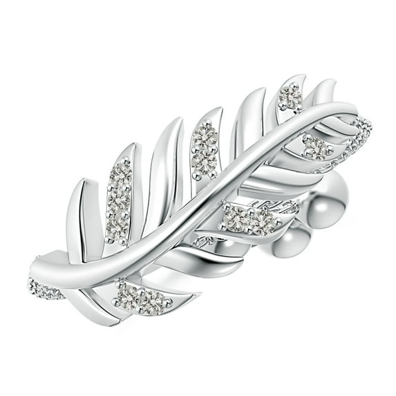 ANGARA Natural Nature-Inspired Diamond Leaf Bolo Ring in 14K White Gold for Women (Size-1.1mm| Color-K| Clarity-I3) | April Birthstone, Anniversary, Jewelry Gift for Women | Natural Diamond Ring