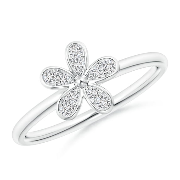 ANGARA Natural Pave-Set Diamond Daisy Ring in 14K White Gold for Women (Size-1.5mm | Color-H | Clarity-SI2) | April Birthstone, Birthday, Anniversary, Jewelry Gift for Women | Natural Diamond Ring