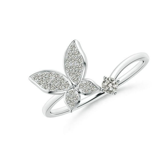 ANGARA Natural Diamond Butterfly Bypass Ring in 14K White Gold for Women (Size-2.5mm | Color-K | Clarity-I3) | April Birthstone, Birthday, Anniversary, Jewelry Gift for Women | Natural Diamond Ring