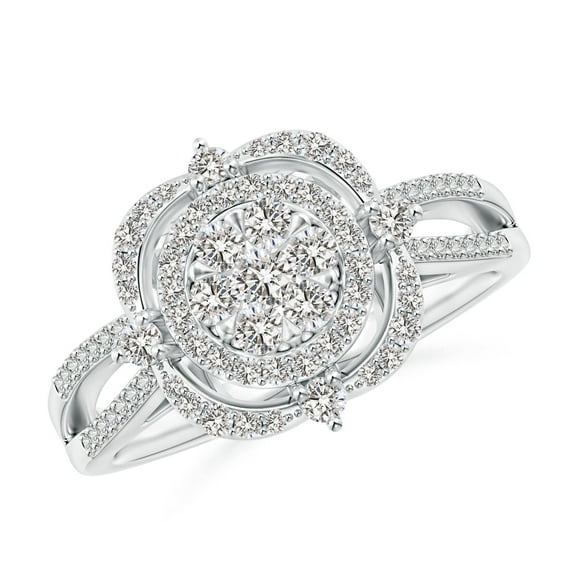 ANGARA Natural 0.07 Ct. Diamond Halo Engagement Ring in 14K White Gold for Women (Ring Size: 3)