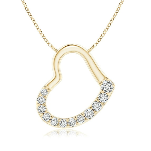 ANGARA Natural Diamond Tilted Heart Pendant in 14K Yellow Gold for Women (Size-2.5mm| Color-H| Clarity-SI2) | April Birthstone, Anniversary, Jewelry Gift for Women | Natural Diamond Necklace
