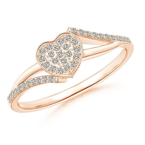 ANGARA Natural 0.07 Ct. Diamond Heart Ring in 14K Rose Gold for Women (Ring Size: 3)