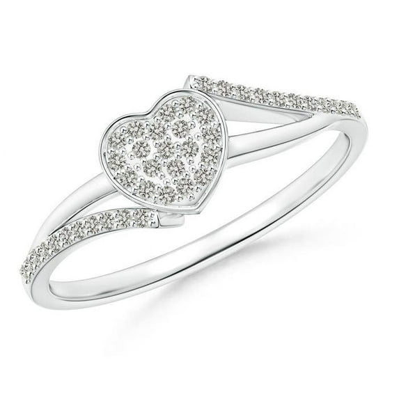 ANGARA Natural Composite Diamond Heart Bypass Ring in 14K White Gold for Women (Size-0.9mm| Color-K| Clarity-I3) | April Birthstone, Anniversary, Jewelry Gift for Women | Natural Diamond Ring