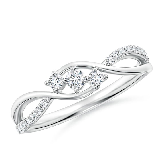 ANGARA Natural Diamond Infinity Twist 3 Stone Bypass Ring in 14K White Gold for Women (Size-2.5mm| Color-G| Clarity-VS2) | April Birthstone, Anniversary, Jewelry Gift for Women | Natural Diamond Ring