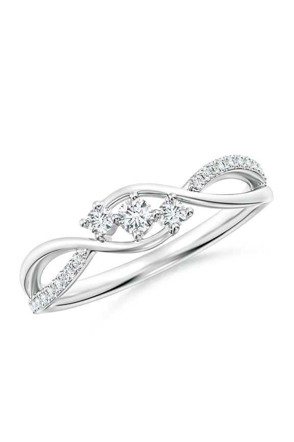 Natural 0.07 Ct. Diamond Infinity Ring in Sterling Silver for Women (Ring Size: 6)