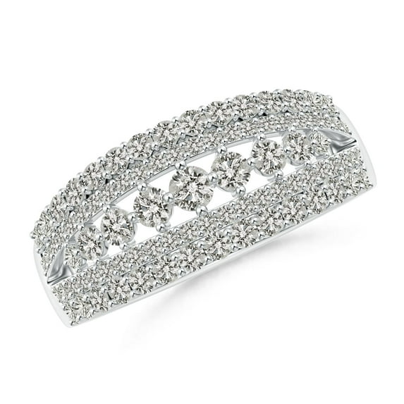 ANGARA Natural 0.07 Ct. Diamond Multi-Row Anniversary Ring in 14K White Gold for Women (Ring Size: 9)