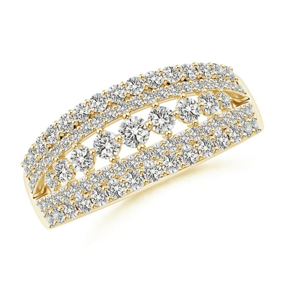 ANGARA Natural Diamond Multi-Row Broad Anniversary Ring in 14K Yellow Gold for Women (Size-2.5mm| Color-I-J| Clarity-I1-I2) | Anniversary, Jewelry Gift for Women | Natural Diamond Ring