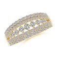 thumbnail image 1 of ANGARA Natural Diamond Multi-Row Broad Anniversary Ring in 14K Yellow Gold for Women (Size-2.5mm| Color-K| Clarity-I3) | April Birthstone, Anniversary, Jewelry Gift for Women | Natural Diamond Ring, 1 of 9