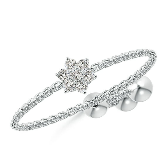 ANGARA Natural Diamond Flower Cluster Bolo Ring in 14K White Gold for Women (Size-1.3mm| Color-I-J| Clarity-I1-I2) | April Birthstone, Anniversary, Jewelry Gift for Women | Natural Diamond Ring