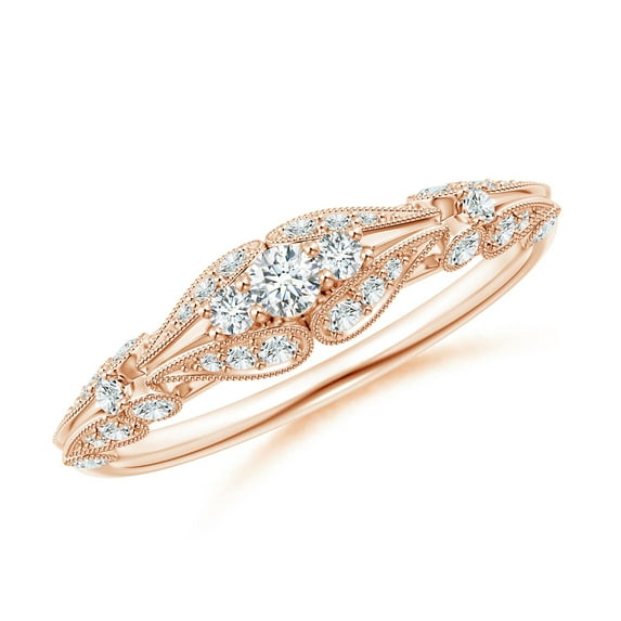 ANGARA Natural 0.07 Ct. Diamond Vintage Inspired Anniversary Ring in 14K Rose Gold for Women (Ring Size: 11.5)