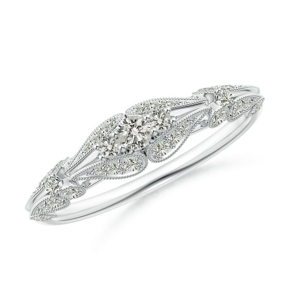ANGARA Natural Diamond Anniversary Ring with Paisley Motifs in 14K White Gold for Women (Size-2.5mm| Color-K| Clarity-I3) | April Birthstone, Anniversary Jewelry Gift for Women | Natural Diamond Ring
