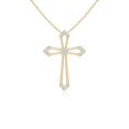 thumbnail image 1 of ANGARA Natural Pointed Open Cross Pendant with Diamonds in 14K Yellow Gold for Women (Size-1mm| Color-G| Clarity-VS2) | April Birthstone, Anniversary Jewelry Gift for Women | Natural Diamond Necklace, 1 of 7