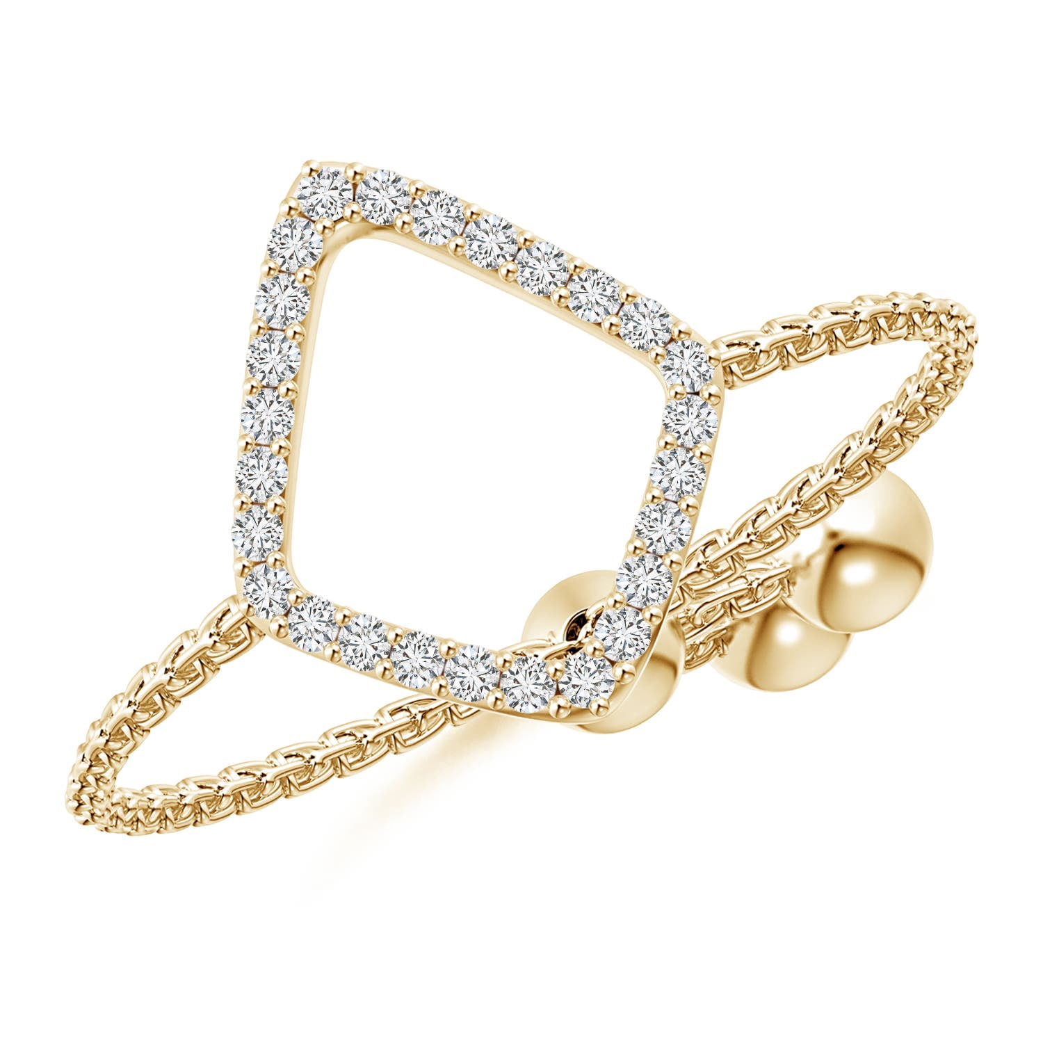 ANGARA Natural Diamond Open Rhombus Bolo Ring in 14K Yellow Gold for ...