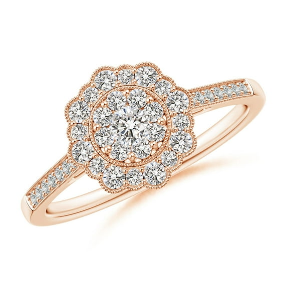 ANGARA Natural Diamond Floral Engagement Ring in 14K Rose Gold for Women (Size-2.7mm| Color-I-J| Clarity-I1-I2) | April Birthstone, Anniversary, Jewelry Gift for Women | Natural Diamond Ring