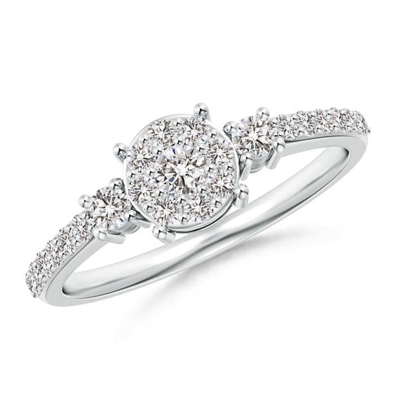 ANGARA Natural 0.08 Ct. Diamond Halo Engagement Ring in 14K White Gold for Women (Ring Size: 9.5)