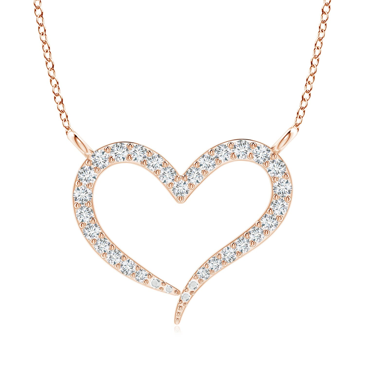 ANGARA Natural 0.08 Ct. Diamond Heart Pendant Necklace in 14K White Gold  for Women with 18 Inch Chain 