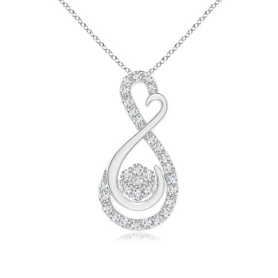 ANGARA Natural Cluster Diamond Infinity Heart Pendant in 14K White Gold for Women (Size-1.35mm| Color-G| Clarity-VS2) | April Birthstone, Anniversary Jewelry Gift for Women | Natural Diamond Necklace