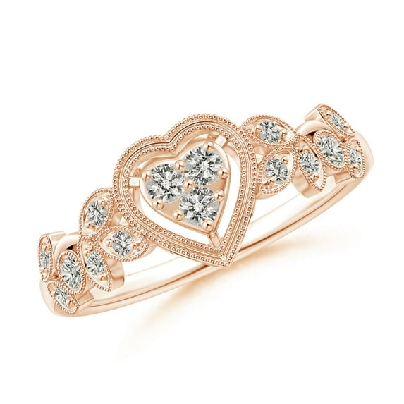 ANGARA Natural 0.08 Ct. Diamond Vintage Inspired Ring in 14K Rose Gold for Women (Ring Size: 3.5)