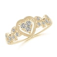 thumbnail image 1 of ANGARA Natural Diamond Heart Ring with Leaf Motifs in 14K Yellow Gold for Women (Size-1.8mm| Color-K| Clarity-I3) | April Birthstone, Anniversary, Jewelry Gift for Women | Natural Diamond Ring, 1 of 8