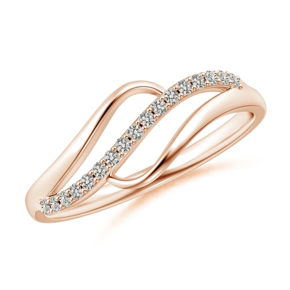 ANGARA Natural Diamond Swirl Bypass Ring in 14K Rose Gold for Women (Size-1mm | Color-K | Clarity-I3) | April Birthstone, Birthday, Anniversary, Jewelry Gift for Women | Natural Diamond Ring