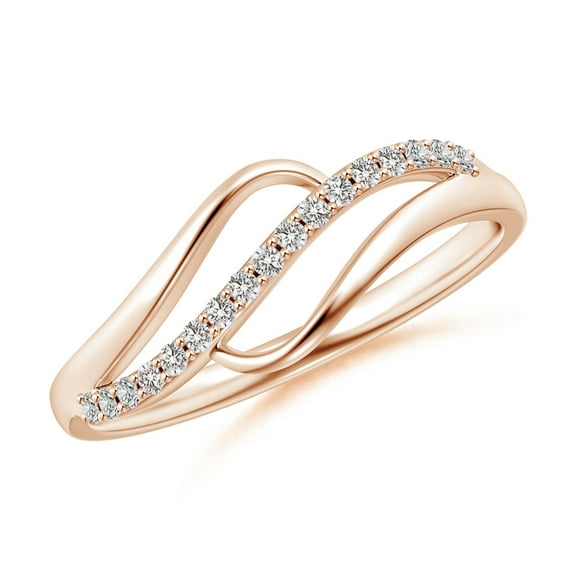 ANGARA Natural Diamond Swirl Bypass Ring in 14K Rose Gold for Women (Size-1mm | Color-I-J | Clarity-I1-I2) | April Birthstone, Birthday, Anniversary, Jewelry Gift for Women | Natural Diamond Ring