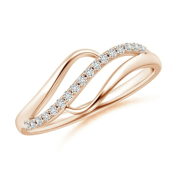 ANGARA Natural Diamond Swirl Bypass Ring in 14K Rose Gold for Women (Size-1mm | Color-H | Clarity-SI2) | April Birthstone, Birthday, Anniversary, Jewelry Gift for Women | Natural Diamond Ring