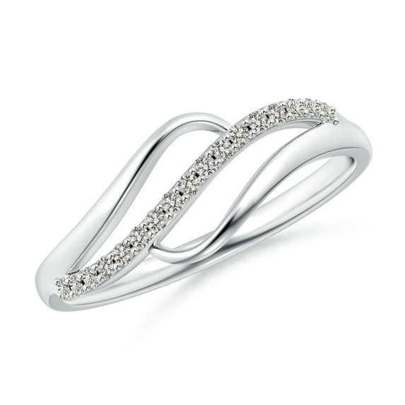 ANGARA Natural Diamond Swirl Bypass Ring in 14K White Gold for Women (Size-1mm | Color-K | Clarity-I3) | April Birthstone, Birthday, Anniversary, Jewelry Gift for Women | Natural Diamond Ring