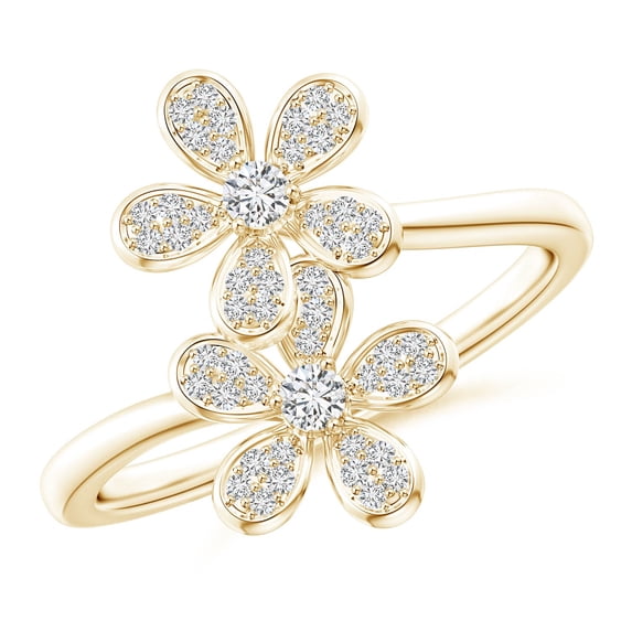 ANGARA Natural Diamond Five Petal Flower Fashion Ring in 14K Yellow Gold for Women (Size-2.2mm| Color-H| Clarity-SI2) | April Birthstone, Anniversary, Jewelry Gift for Women | Natural Diamond Ring