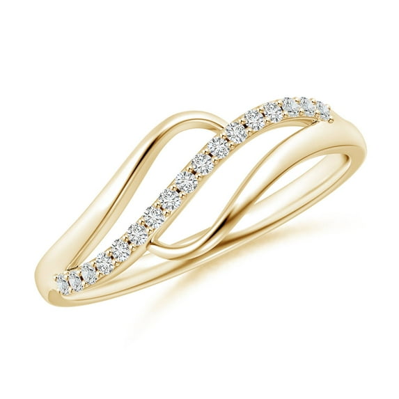 ANGARA Natural Diamond Swirl Bypass Ring in 14K Yellow Gold for Women (Size-1mm | Color-H | Clarity-SI2) | April Birthstone, Birthday, Anniversary, Jewelry Gift for Women | Natural Diamond Ring