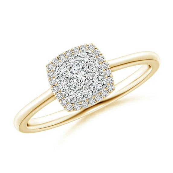 ANGARA Natural 0.09 Ct. Diamond Halo Ring in 14K Yellow Gold for Women (Ring Size: 12)