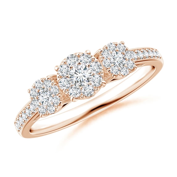 ANGARA Natural 0.09 Ct. Diamond Side Stone Ring in 14K Rose Gold for Women (Ring Size: 3)