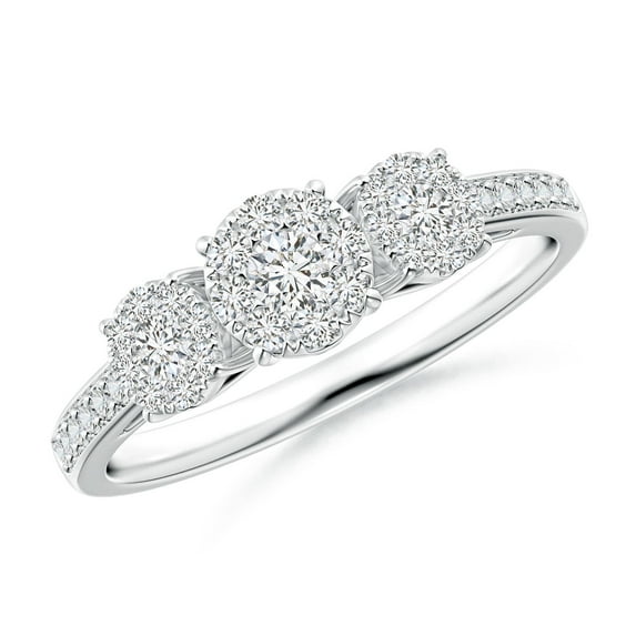 ANGARA Natural Composite Diamond Three Stone Ring in 14K White Gold for Women (Size-2.8mm| Color-H| Clarity-SI2) | April Birthstone, Anniversary, Jewelry Gift for Women | Natural Diamond Ring