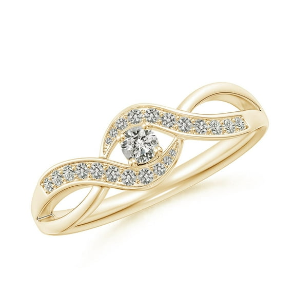 ANGARA Natural Solitaire Diamond Infinity Promise Ring in 14K Yellow Gold for Women (Size-2.8mm| Color-K| Clarity-I3) | April Birthstone, Anniversary, Jewelry Gift for Women | Natural Diamond Ring