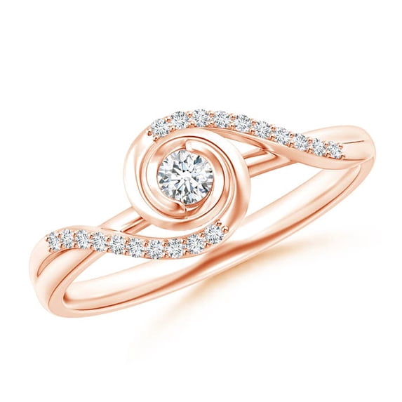 ANGARA Natural 0.09 Ct. Diamond Solitaire Ring in 14K Rose Gold for Women (Ring Size: 12)