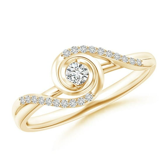 ANGARA Natural 0.09 Ct. Diamond Solitaire Ring in 14K Yellow Gold for Women (Ring Size: 5)