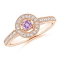 thumbnail image 1 of ANGARA Natural 0.1 Ct. Amethyst with Diamond Halo Ring in 14K Rose Gold for Women (Ring Size: 6.5), 1 of 10