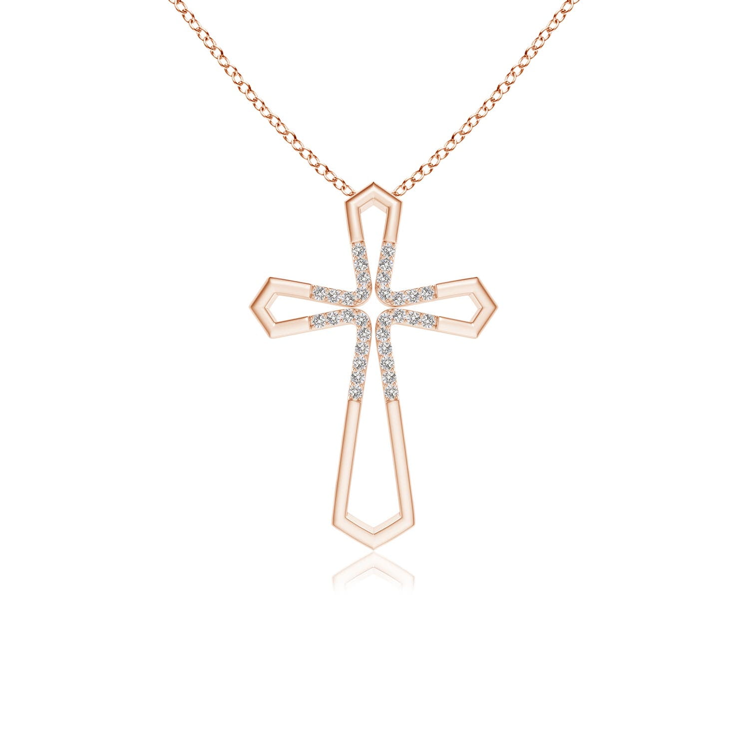 Angara Natural Diamond Cross Pendant Necklace for Women, Girls in 14K Yellow Gold (Grade-HSI2 | 1.9mm) April Birthstone Jewelry Gift for Her |並行輸入 Diamond Cross and Infinity Pendant