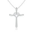 thumbnail image 1 of ANGARA Natural Diamond Heart Knot Cross Pendant in 14K White Gold for Women (Size-1.2mm| Color-G| Clarity-VS2) | April Birthstone, Anniversary, Jewelry Gift for Women | Natural Diamond Necklace, 1 of 7