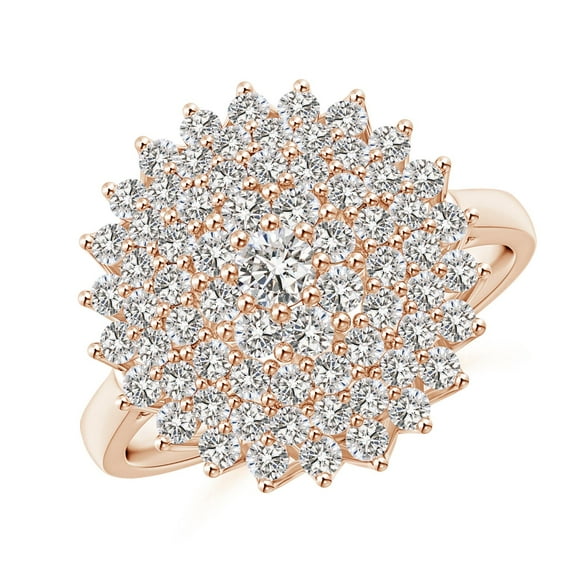 ANGARA Natural Diamond Cluster Sunburst Cocktail Ring in 14K Rose Gold for Women (Size-2.9mm| Color-I-J| Clarity-I1-I2) | April Birthstone, Anniversary, Jewelry Gift for Women | Natural Diamond Ring