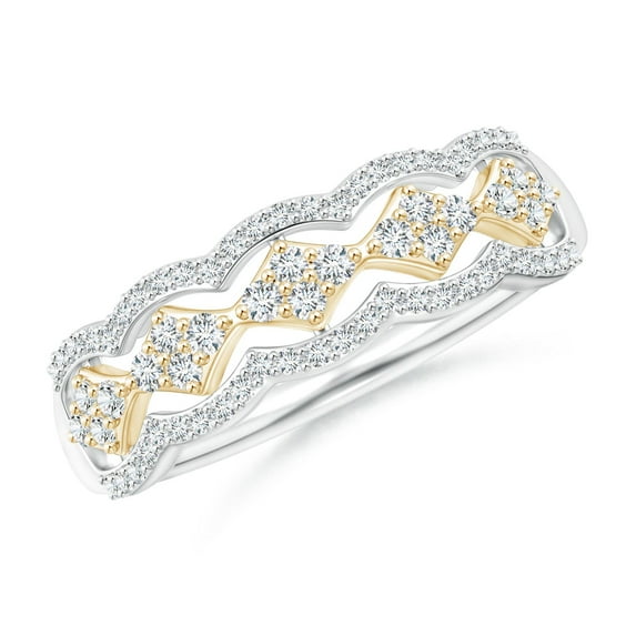 ANGARA Natural 0.1 Ct. Diamond Fashion Ring in 14K White & Yellow Gold for Women (Ring Size: 3.5)