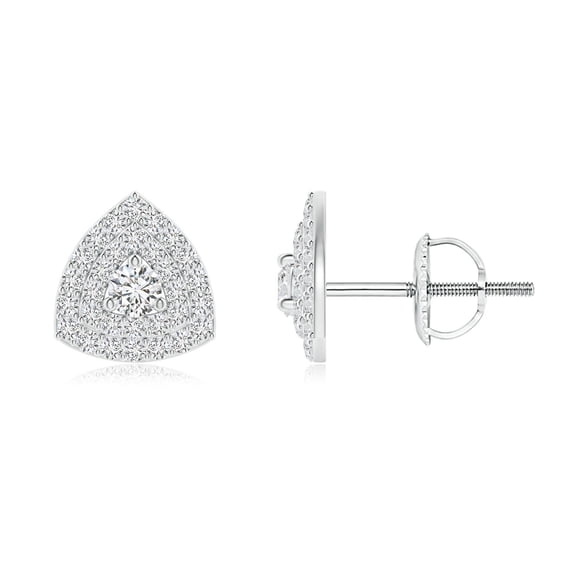 ANGARA Natural Diamond Double Trillion Stud Earrings in 14K White Gold for Women (Size-2.3mm| Color-H| Clarity-SI2) | April Birthstone, Anniversary, Jewelry Gift for Women | Natural Diamond Earrings