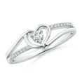 thumbnail image 1 of ANGARA Natural 0.1 Ct. Diamond Heart Promise Ring in Sterling Silver for Women (Ring Size: 3), 1 of 9