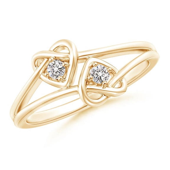 ANGARA Natural Two Stone Diamond Twin Heart Knot Ring in 14K Yellow Gold for Women (Size-2.3mm| Color-I-J| Clarity-I1-I2) | April Birthstone, Anniversary Jewelry Gift for Women | Natural Diamond Ring