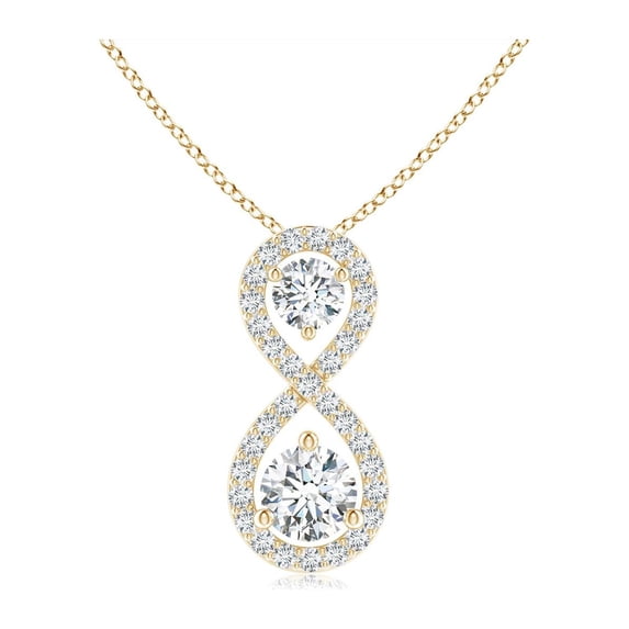 ANGARA Natural Double Diamond Infinity Pendant in 14K Yellow Gold for Women (Size-2.9mm| Color-G| Clarity-VS2) | April Birthstone, Anniversary, Jewelry Gift for Women | Natural Diamond Necklace
